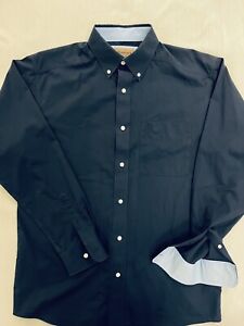 Ariat Men's Wrinkle Free Long Sleeve Solid Navy Button Down Shirt Size Medium 