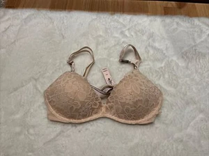 New Victoria Secret Wireless Push Up Padded Lace Bra 34A Nude - Picture 1 of 9