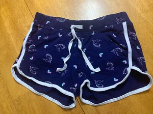 girls sz 10 navy unicorn justice shorts vguc Pink Blue - Picture 1 of 5