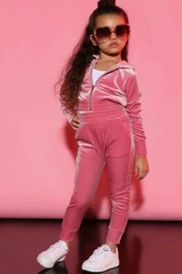 Fashion Nova Girls NWT Mini Down To Lounge Velour Hoodie & Pant Set in Pink 6&7 - Picture 1 of 7