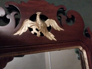 Antique Georgian Period Gold Gilt Eagle Crested 27" Mahogany Chippendale Mirror - Picture 1 of 13