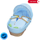 Blue Moses Basket Bedding Set with Padded Liner Adjustable Hood Fast Shipping