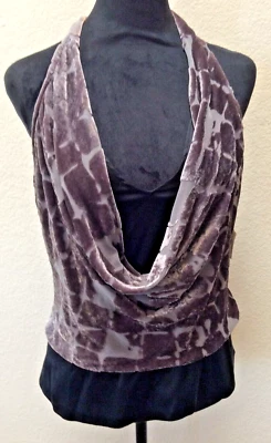 Blusa de veludo Diane von Furstenberg feminina tamanho 10 sem mangas bege drapeada Devore - Imagem 1 de 4