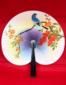 CHINESE FAN WITH BIRD DECORATION VINTAGE ABANICO METAL HANDLE - Imagen 1 de 13