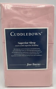 Cuddledown Pillowcase Pair Solid Sateen Camellia Pink Standard Queen 400TC - Picture 1 of 3