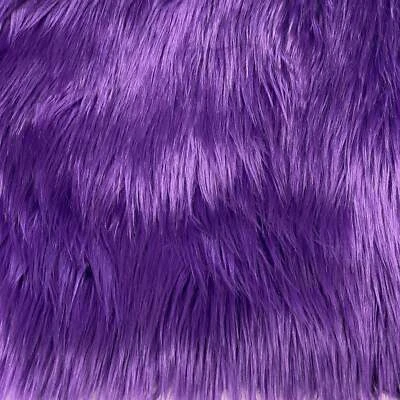 Purple Solid Shaggy Long Hair Pile Faux Fur - Image 1 of 4