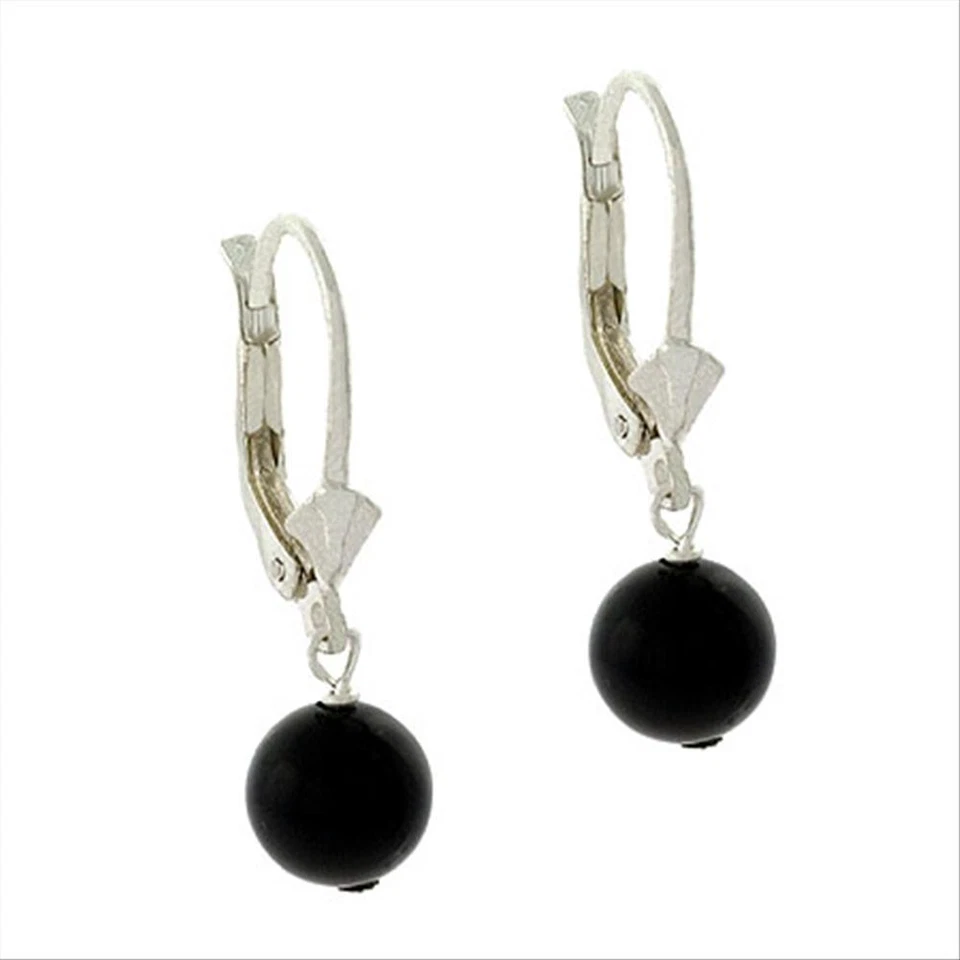 925 Silver Genuine Onyx Leverback Earrings - Image 1 of 1
