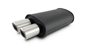 Silenciador ovalado negro plano vibrante StreetPower con puntas de corte angular dobles de 3" entrada de 3" - Imagen 1 de 2