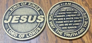 1 Lord JESUS Metal COIN Challenge Christian GOD Bible Love Way Truth Life Church - Picture 1 of 5