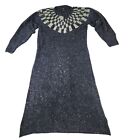 RAOUL Midi Dress L Silk Angora Blend Knit Checkerboard Embellished Sequin Vtg