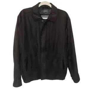 Perry Ellis Portfolio Men’s Jacket Brown Microsuede Full Hidden Zip Size M - Picture 1 of 9