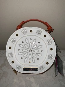 NWT Nicole Lee cute little round Astrid laser cut mini bag P11557 white orange - Picture 1 of 11