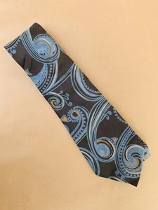 Corbata de Colección Años 70 Lanvin Paris Azul Seda Paisely AMPLIA Cuello 4.25" X 54" Disco BOHO - Imagen 1 de 12