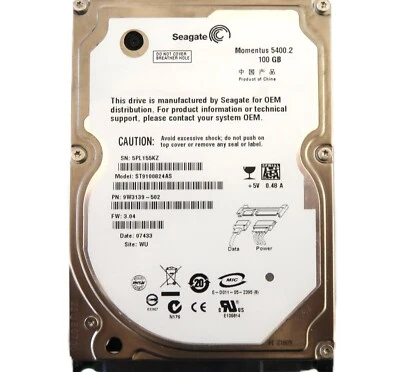 Seagate ST9100824AS 9W3139-502 3.04 (5PL) WU China 100gb 2.5" Sata HDD 04/2007 - Image 1 of 3