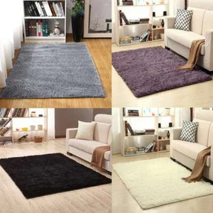 Fluffy Rugs Anti-Skid Shaggy Area Rug Dining Room Carpet Floor Mat Home Bedroom - Picture 1 of 15