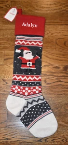 Pottery Barn Kids Santa Natural Fair Isle Christmas Stocking Adalyn Monogram - Picture 1 of 3