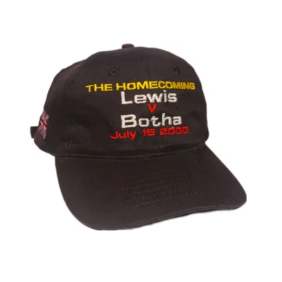 Gorra de boxeo vintage Y2K para hombre ajustable negra Lennox Lewis Vs Frans Botha Foto 1 de 4