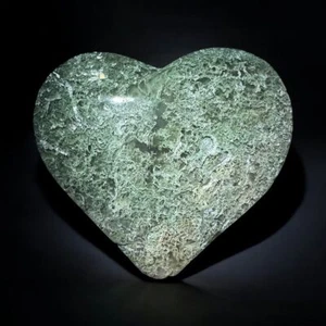 Moss Agate Crystal Heart (#15) - Picture 1 of 10