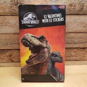 Jurassic World 32 Count School Valentine Illustrated Cards w/ Stickers - Picture 1 of 3
