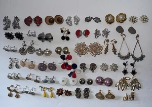 Lote de 42 pares de pendientes de clip y tornillos de colección con cuentas de diamantes de imitación bisutería - Imagen 1 de 17
