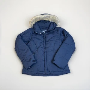 Columbia Giacca Donna Titanio Puffer Cappuccio Pelliccia Ecopelliccia Taglia M - Foto 1 di 9