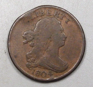 1804 Crosslet 4 w/ stems Draped Bust Half Cent.  Damage. - Picture 1 of 13