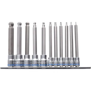 Kincrome 11 Piece 1/4 & 3/8 Drive Metric Long Series Ball-End Hex Socket Set - Picture 1 of 1