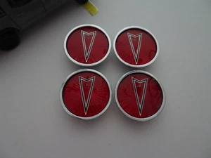 Set of 4 1980s Pontiac Wire Red OEM Wheel Center Cap # 254842 - Picture 1 of 3