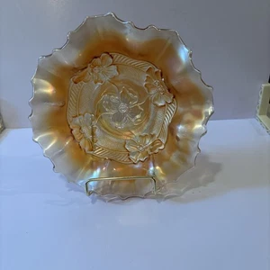 VINTAGE IMPERIAL CARNIVAL GLASS MARIGOLD LUSTRE FLOWER BOWL 6.5 INCH - Picture 1 of 4