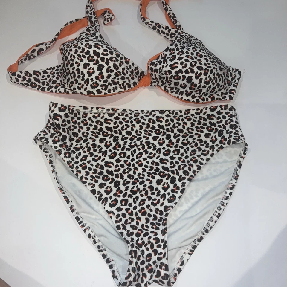 Bikini Coco Reef para mujer XL animal print blanco marrón naranja traje de baño nuevo sin etiquetas Foto 1 de 4