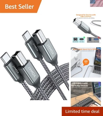 USB C Printer Cable 6.6ft, Braided & Durable for High-Speed Data Transfer - Image 1 of 4