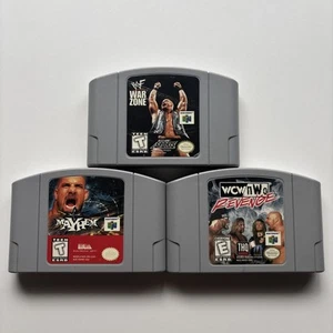 4 Nintendo 64 Wrestling Games Retro N64 Authentic WWE WWF NWO WCW Revenge Mayhem - Picture 1 of 9