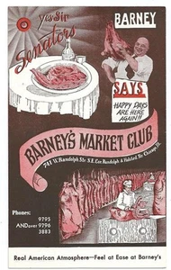 Postal ~ Barney’s Market Club (Restaurante) Chicago 1950 - Imagen 1 de 2