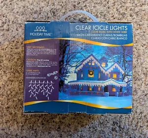 Holiday Time 300ct Clear White Wire Icicle Light Set, 18ft Minibulbs - Picture 1 of 3
