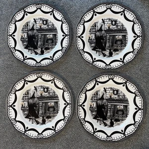 Royal Stafford Halloween Wicked Witch Brew Fireplace 11” Dinner Plates Set of 4 - Picture 1 of 3