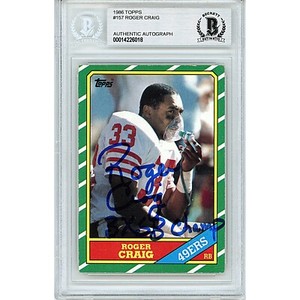 Roger Craig Authentic Autograph SF 49ers '86 Topps Card Inscription Beckett Slab