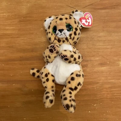Doudou Peluche TY Léopard Beanie Bellies Yeux Vert NEUF - Photo 1/3