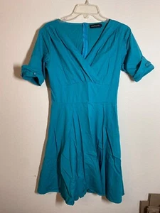 Vestido De Colección Como Nuevo Limit Retro Años 50 60 Algodón Azul Teal Negocios Informal Talla Grande - Imagen 1 de 6