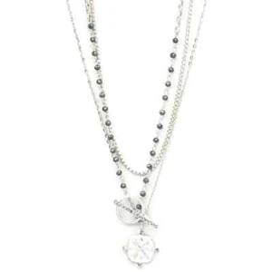 Envy Jewellery Triple Layer Womens Necklace Gift Bag Included (Silver Plated) - Picture 1 of 2