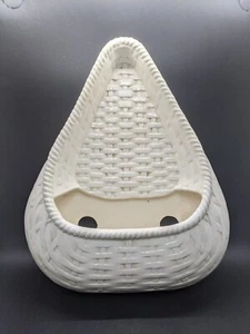 Hobbyist Wall Pocket White Ceramic Basket Weave Planter Wall Hanging 13" Vintage - Picture 1 of 5