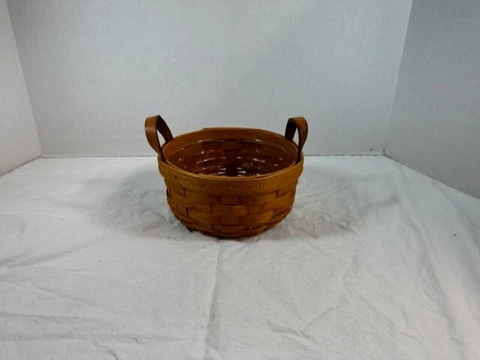 Longaberger Six Inch Round Basket With Plastic Liner Cover