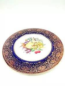 Imperial Salem China Co Service Plate Signed M Langbroek 23K Gold Fruit Vintage - Picture 1 of 9