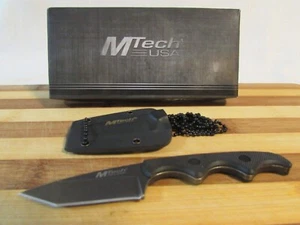 MTech MT673 Tanto Neck Knife Black G-10 handle Stonewash blade 4 7/8" overall  - Picture 1 of 7