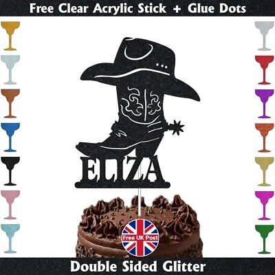 Personalised Cowboy Cake Topper Cowboy Shoes Western Birthday Party Decor - Image 1 of 4