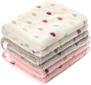 1 Pack 3 Blankets Super Soft Cute Dot Pattern Pet Blanket Flannel Throw for Dog - Picture 1 of 12