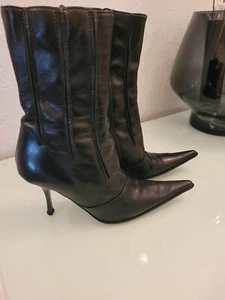 Stiletto Stiefeletten High Heels, echtes Leder, GR.36, neuwertig!!! - Bild 1 von 11