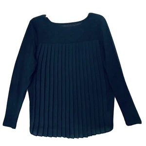 Top Loft Outlet Mujer Negro M Henley Delantero Acordeón Plisado Trasero Manga Larga - Imagen 1 de 6