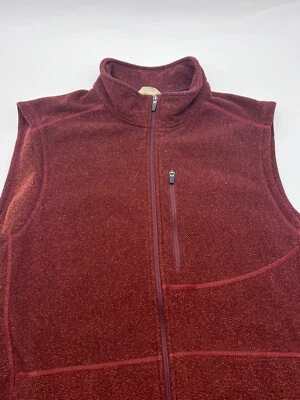 DULUTH TRADING Men's Fleece Vest Maroon Full Zip Men's 2XL Tall Sleeveless Zip - Image 1 of 4