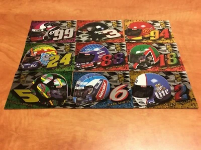 Press Pass VIP 1998 Headgear Card Set 1-9 Earnhardt Gordon Wallace - Image 1 of 2