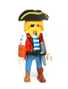 Playmobil Figure Pirate Ship Captain Hat Feather Knife Blonde Mustache 3127 5728 - Picture 1 of 1
